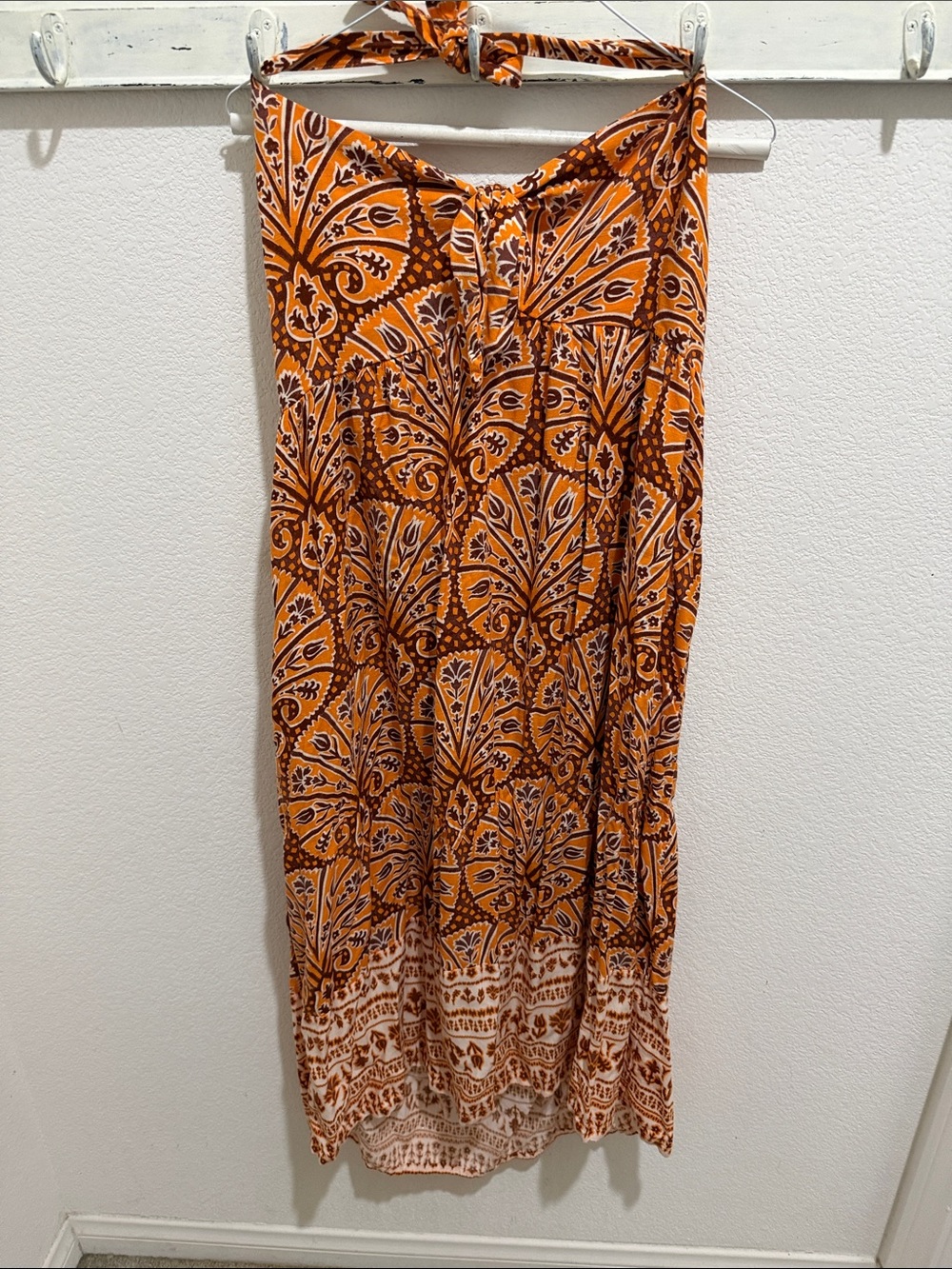 Knox Rose Orange and Cream Printed Maxi Skirt